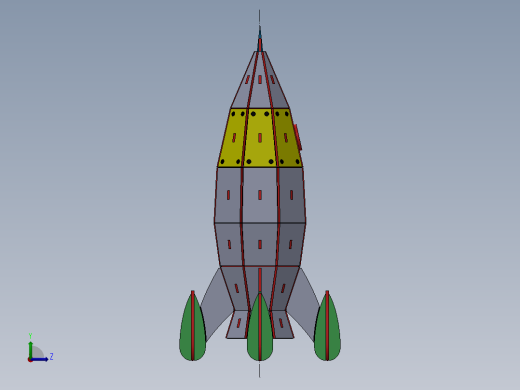 激光切割木制火箭拼装玩具3D模型图纸 Solidworks设计 STEP X_T等左视缩略图