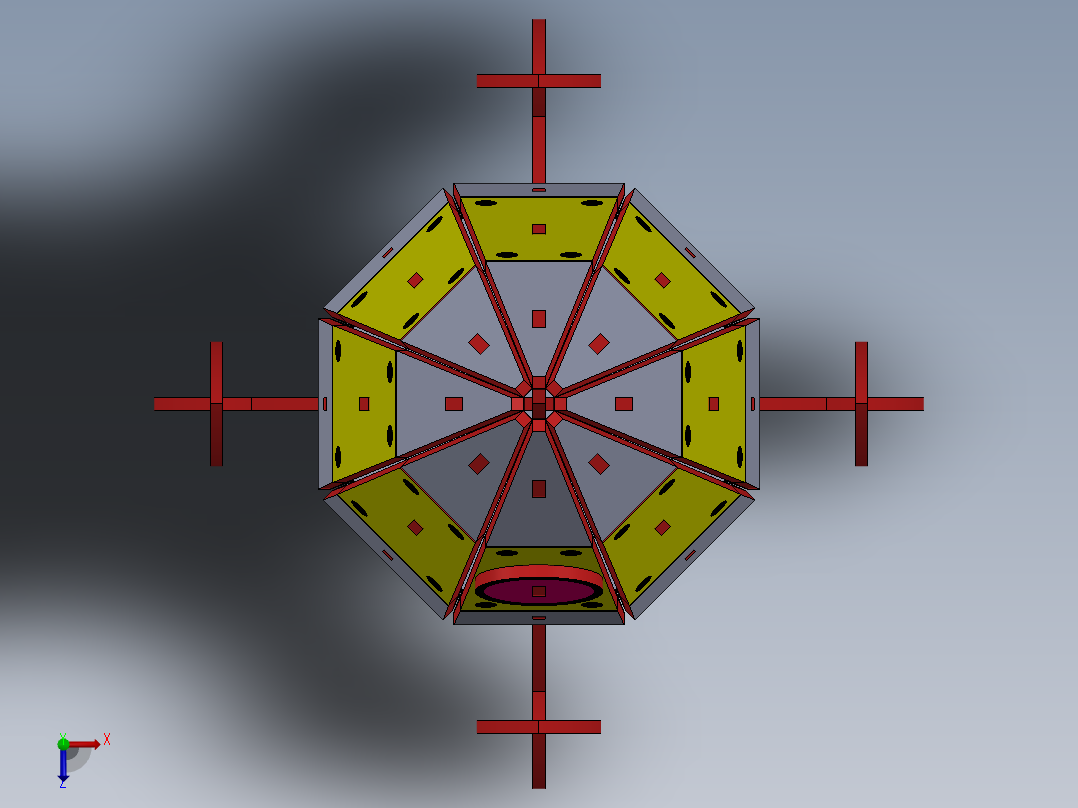 激光切割木制火箭拼装玩具3D模型图纸 Solidworks设计 STEP X_T等俯视图