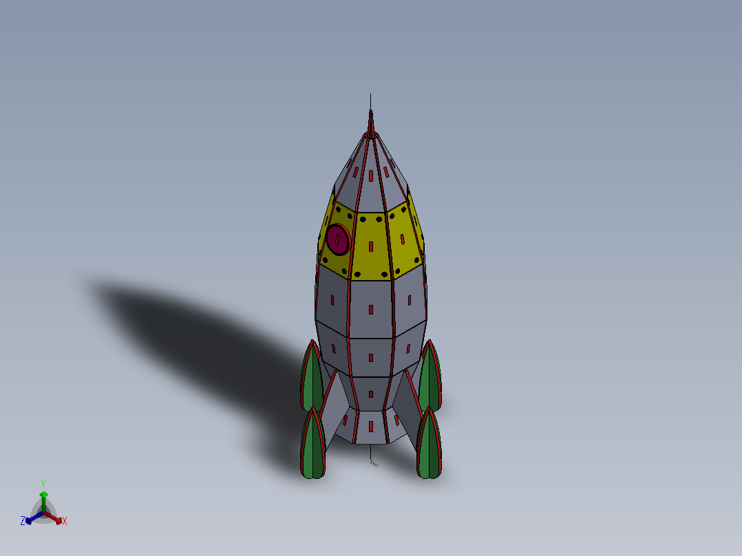激光切割木制火箭拼装玩具3D模型图纸 Solidworks设计 STEP X_T等正等轴测图