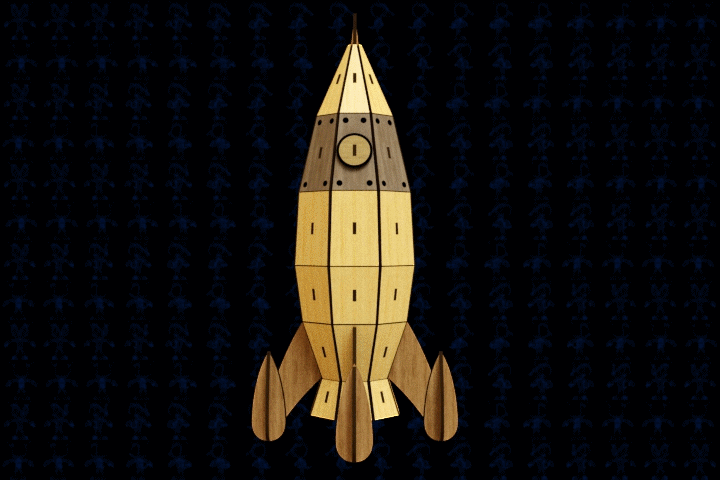 激光切割木制火箭拼装玩具3D模型图纸 Solidworks设计 STEP X_T等