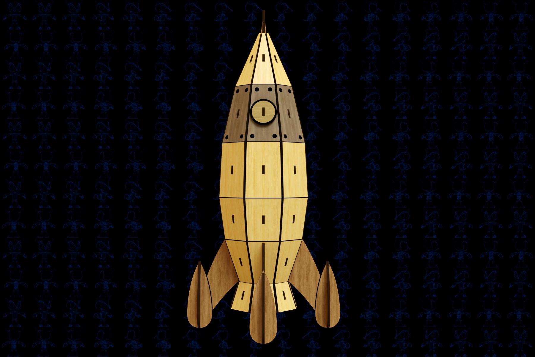 激光切割木制火箭拼装玩具3D模型图纸 Solidworks设计 STEP X_T等