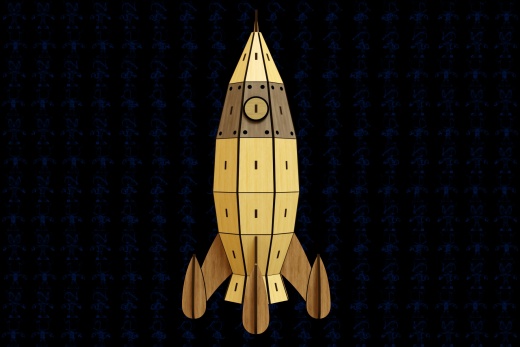 激光切割木制火箭拼装玩具3D模型图纸 Solidworks设计 STEP X_T等缩略图