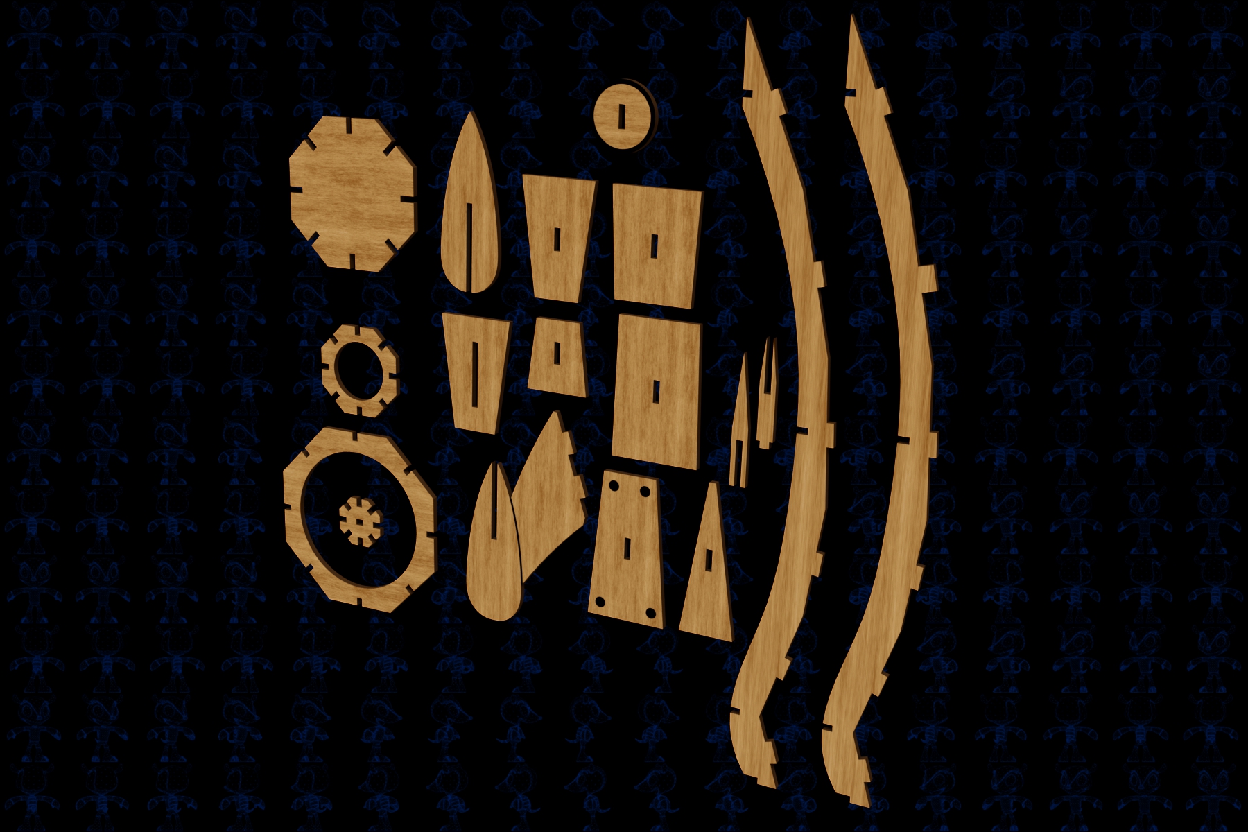 激光切割木制火箭拼装玩具3D模型图纸 Solidworks设计 STEP X_T等