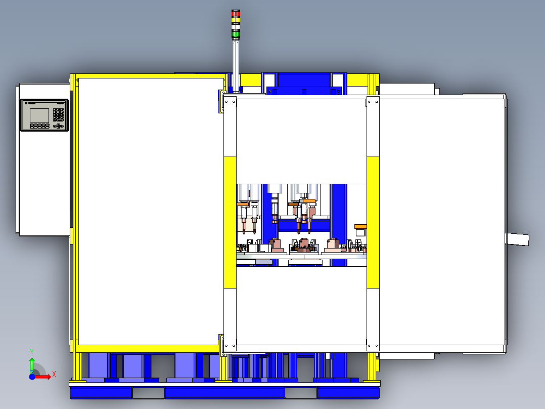 大型六工位转盘组装机设备前视图