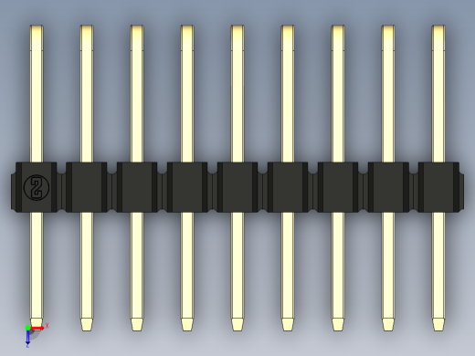 彩色公排针 100mil 2.54mm 系列-DS1022_black_3x09p_100mil_TypeD_rev1.0俯视缩略图