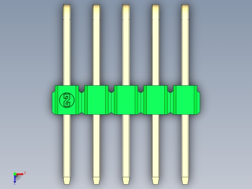彩色公排针 100mil 2.54mm 系列-DS1022_green_3x05p_100mil_TypeD_rev1.0俯视缩略图