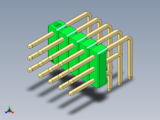 彩色公排针 100mil 2.54mm 系列-DS1022_green_3x05p_100mil_TypeD_rev1.0正等轴测缩略图