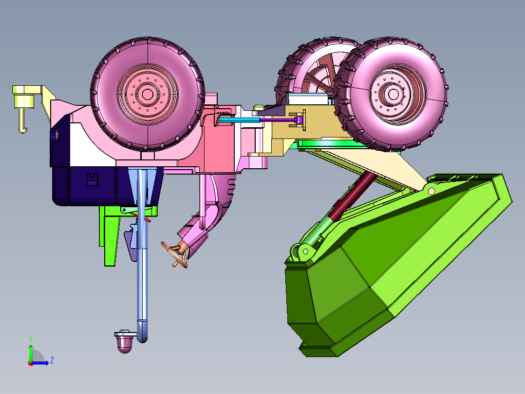 土方工程运输混凝土前置翻斗车左视图