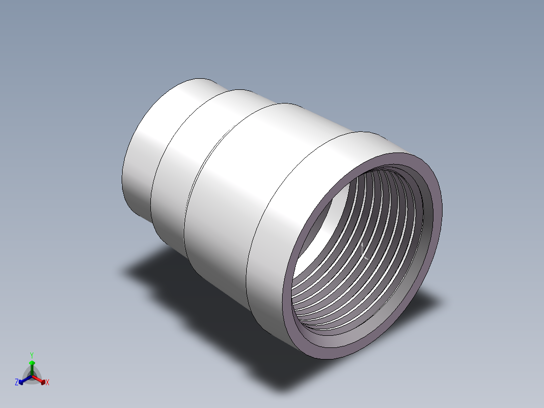 管箍-异径有边 DN20-DN10正等轴测图