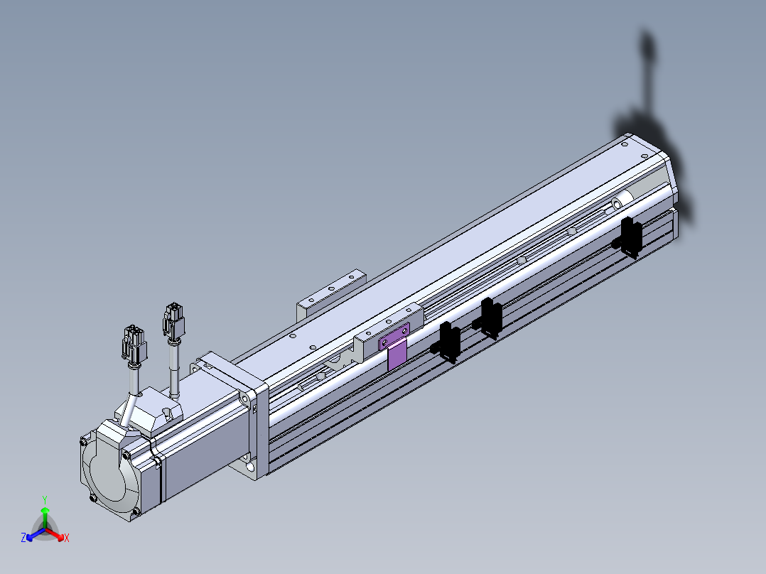 东锦丝杆传动-直线滑台模组DH60-L10-S200-BC-T400-C3正等轴测图