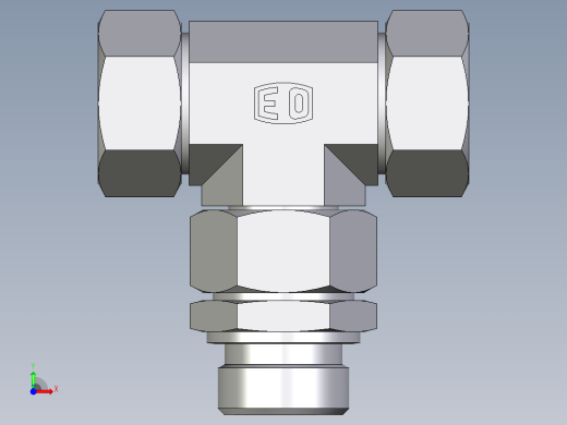 卡套式工业通用硬管接头EO_Assembled_adjustable_standpipe_branch_tee_EVT28LR71前视缩略图