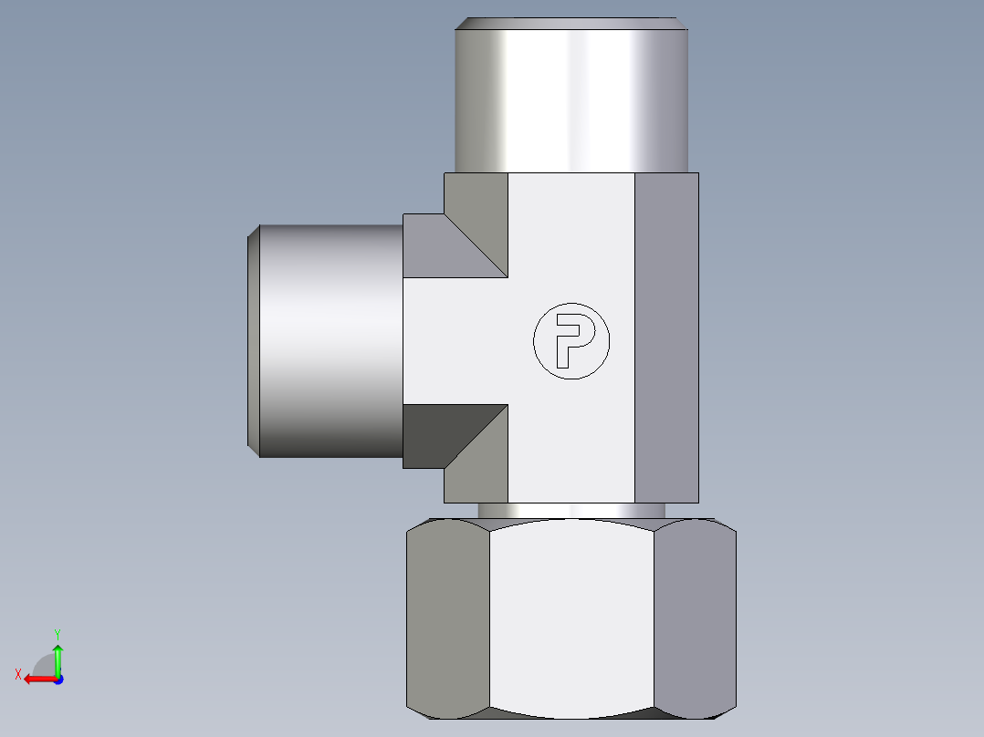 卡套式工业通用硬管接头EO_Swivel_nut_run_tee_EL10SOMDCF后视图