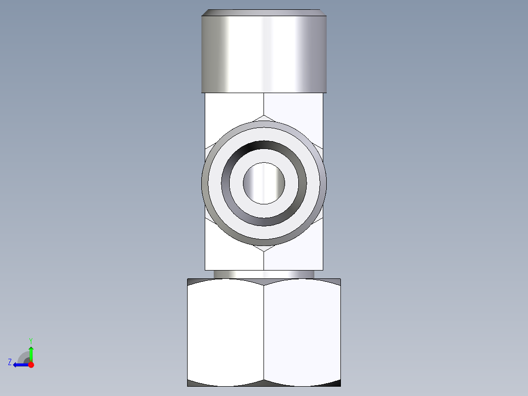 卡套式工业通用硬管接头EO_Swivel_nut_run_tee_EL10SOMDCF右视图