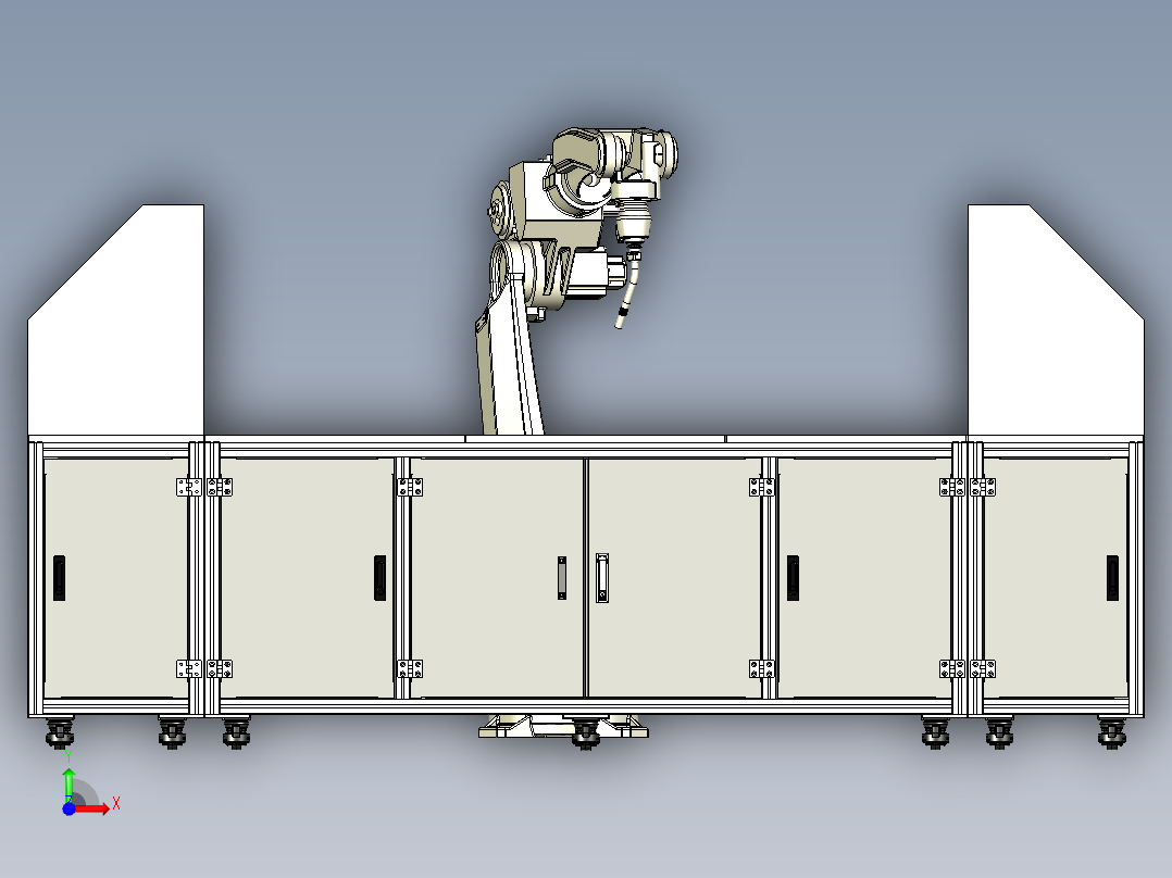 焊接三工位工作站设计前视图