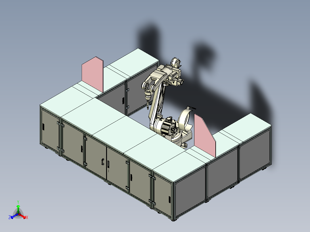 焊接三工位工作站设计正等轴测图