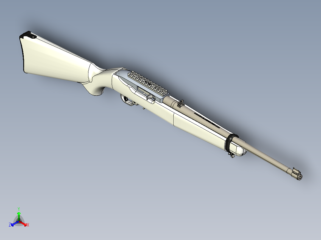 手枪左轮冲锋枪老式狙击步枪设计3D图纸ruger-10-22-carbine-model-1103-1 3 IGS主视图