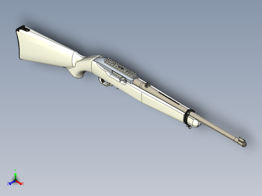 手枪左轮冲锋枪老式狙击步枪设计3D图纸ruger-10-22-carbine-model-1103-1 3 IGS正等轴测缩略图