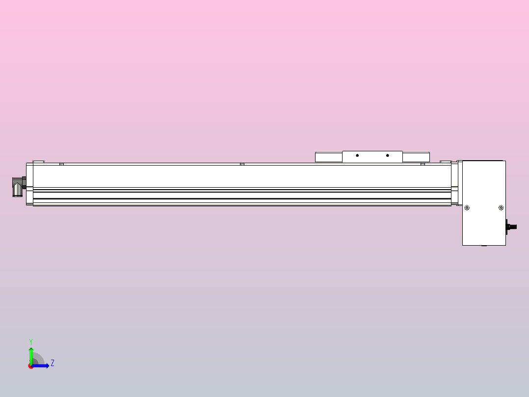 SCM14-400-LD滚珠花健、支撑座、滚珠丝杠、交叉导轨、直线模组左视图