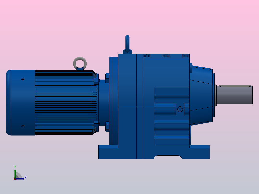 R77底脚轴伸式安装斜齿轮减速机R77-YVB0.25-4P-71-M1-0°左视图