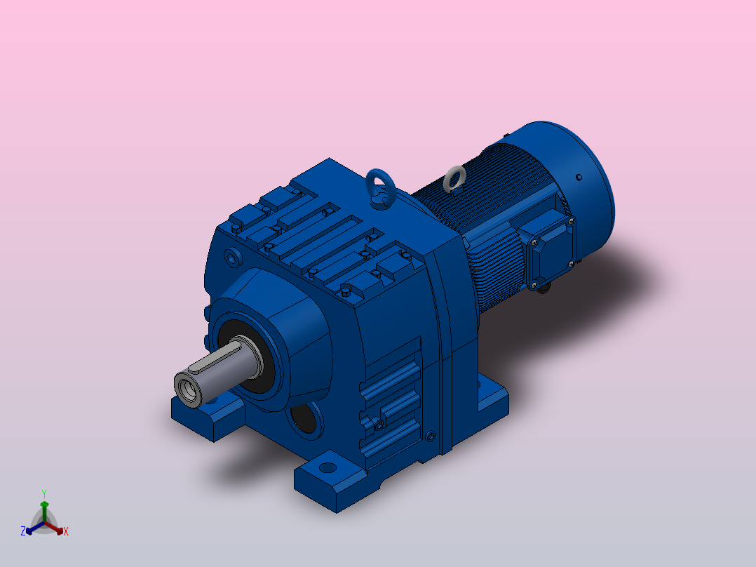 R77底脚轴伸式安装斜齿轮减速机R77-YVB0.25-4P-71-M1-0°正等轴测图