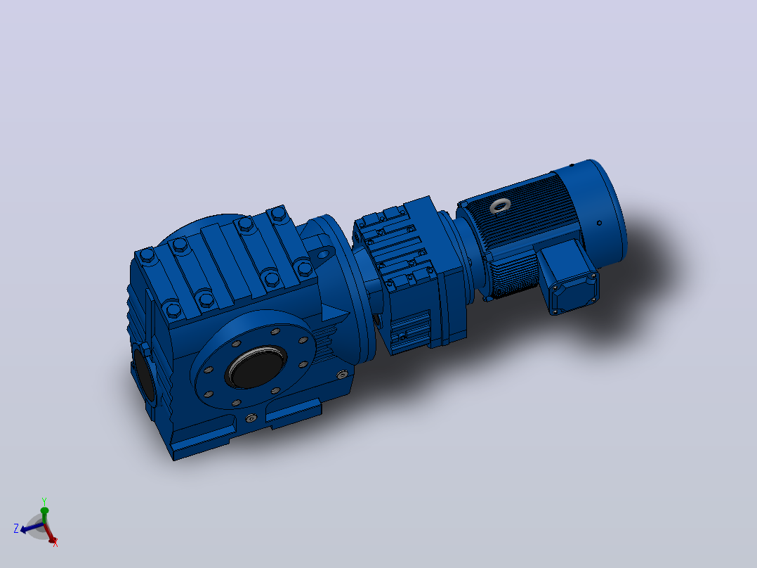 SA87R57组合式斜齿-蜗轮蜗杆减速机SA87R57-Y0.55-4P-558-M1-0°-B主视图
