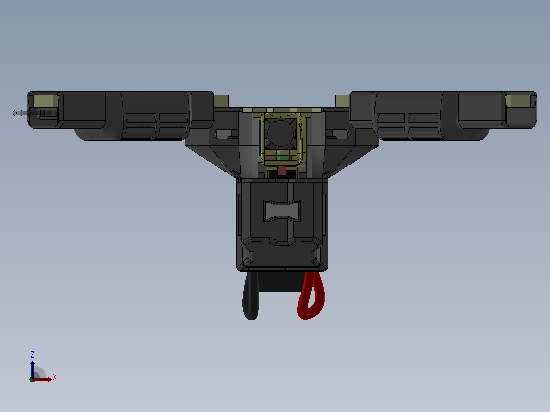 10英寸FPV四轴飞行器结构3D图纸 Solidworks设计左视图