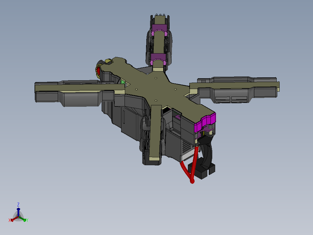 10英寸FPV四轴飞行器结构3D图纸 Solidworks设计正等轴测图