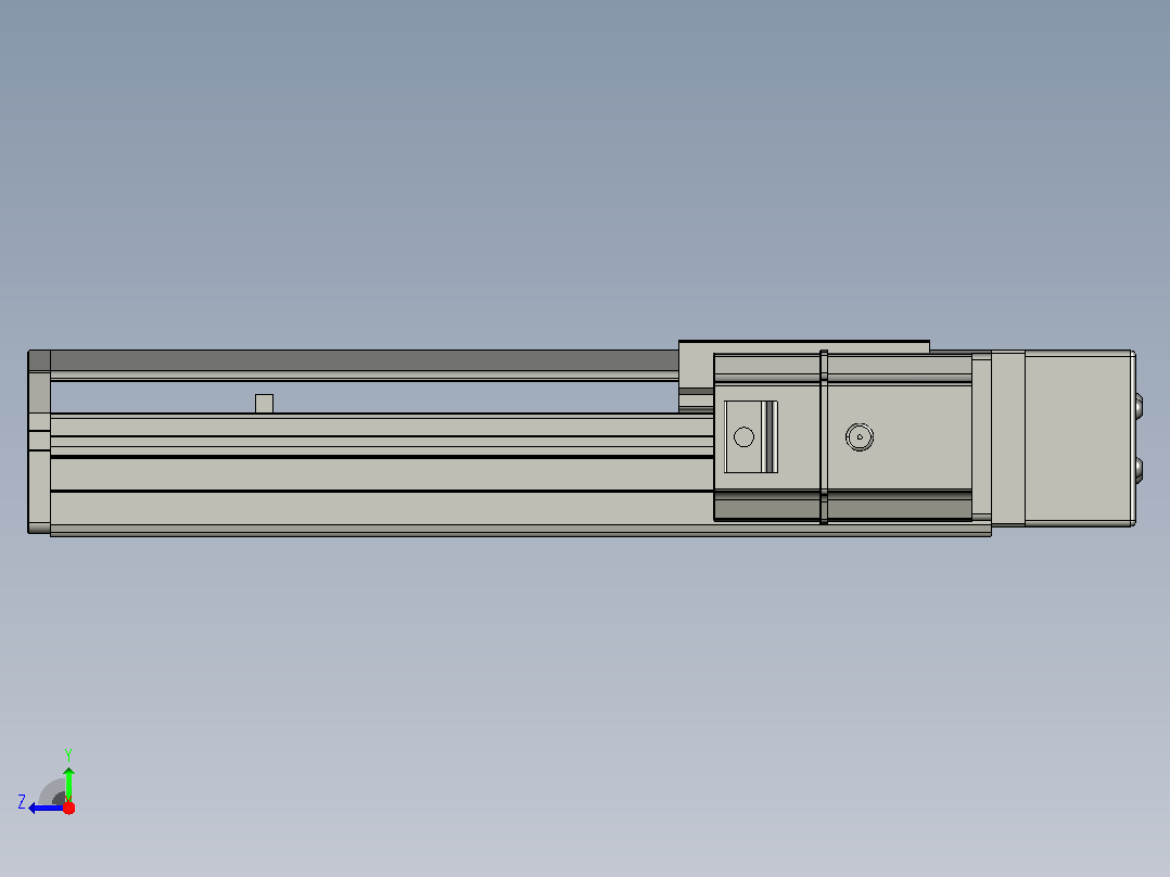 SYS12-BR-150-200W滚珠花健、支撑座、滚珠丝杠、交叉导轨、直线模组.STEP右视图