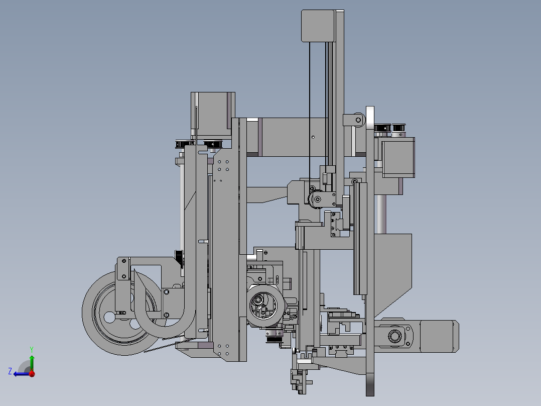 小型接料带机右视图