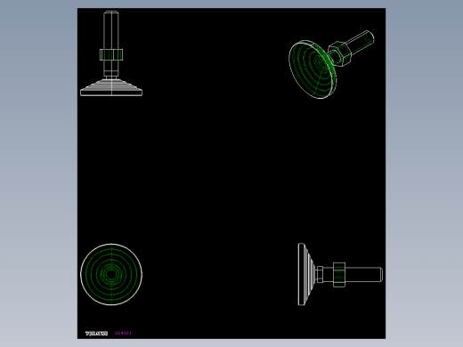水平調整腳座(SUS製)LVA70-SUS-2D多系列多零件图纸模型