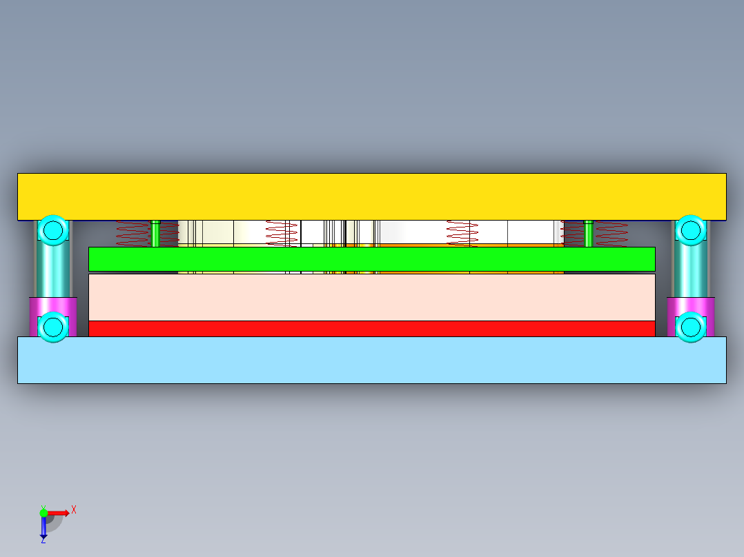 [冲压模具]特斯拉悬挂摆臂的冲压模具op10俯视图
