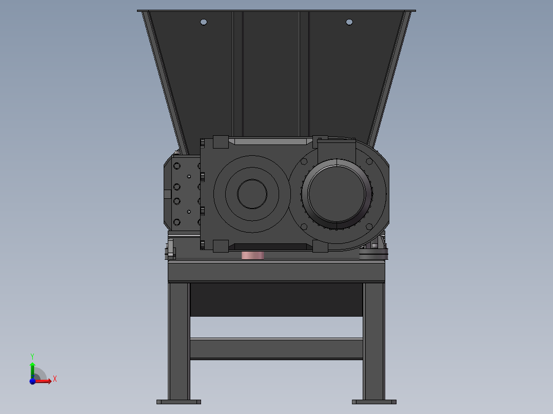 双轴破碎机完整3D图前视图