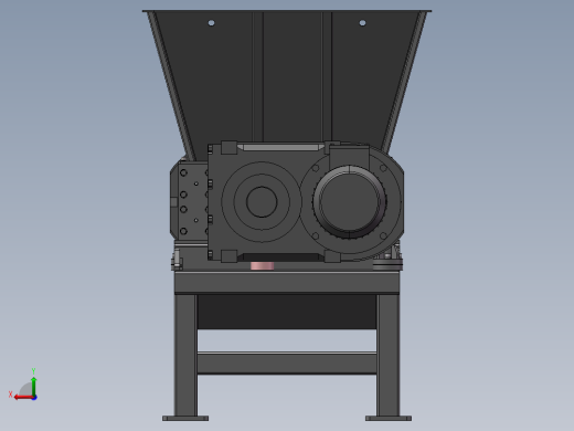 双轴破碎机完整3D图后视缩略图