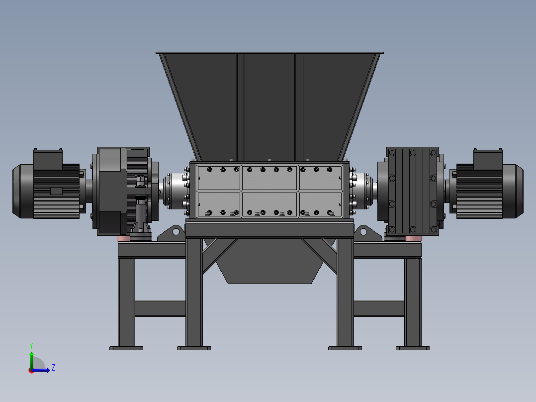 双轴破碎机完整3D图左视图