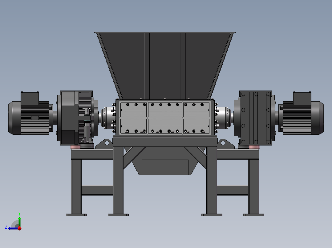 双轴破碎机完整3D图右视图