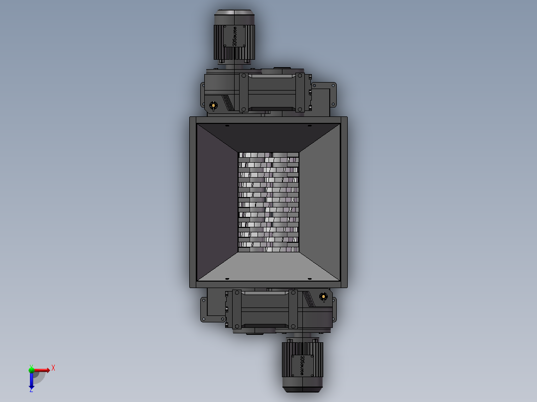 双轴破碎机完整3D图俯视图
