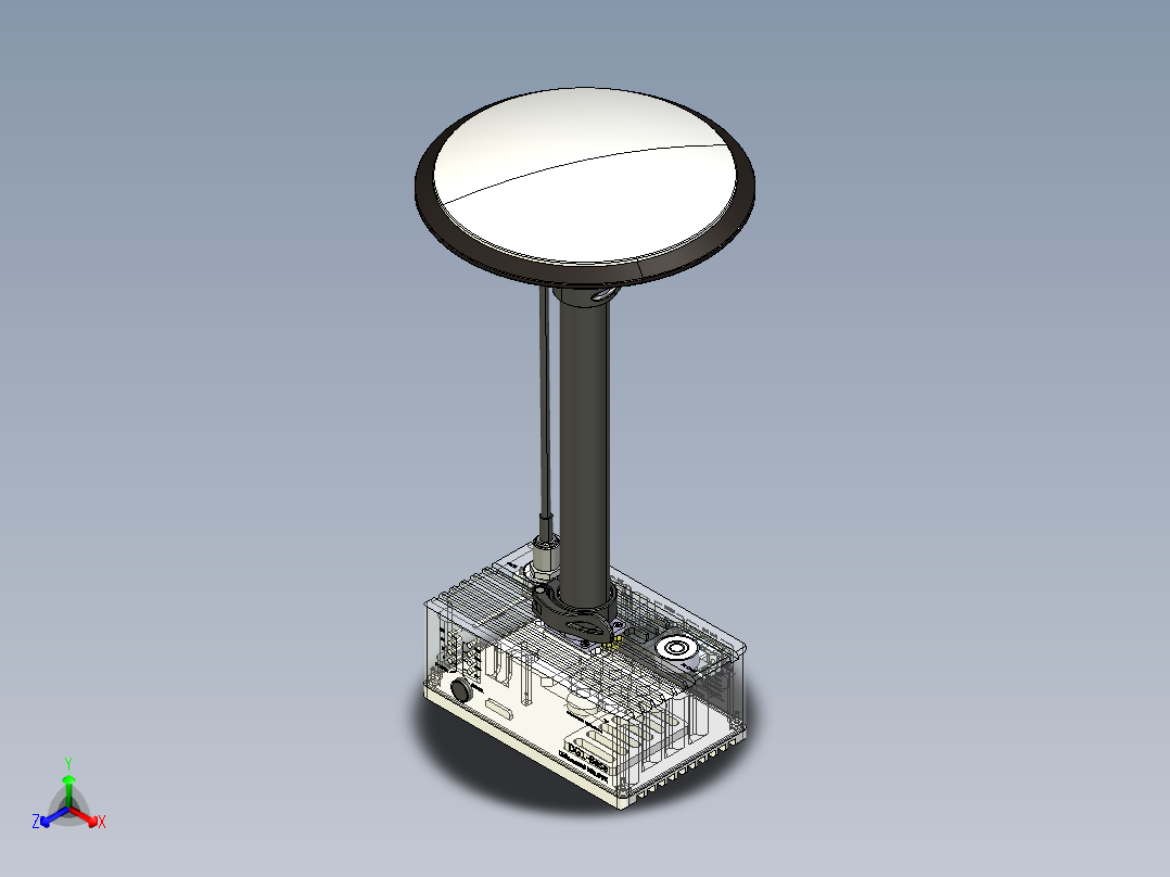 RTK地面接收盒-带天线正等轴测图