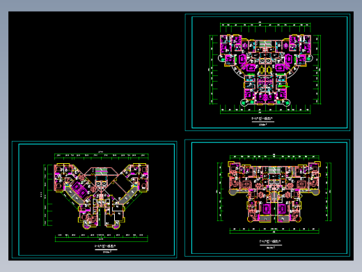 一梯四户住宅平面图