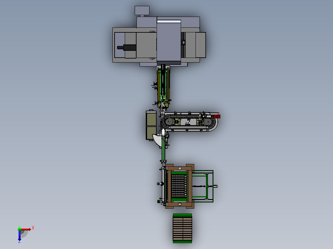轴承圈加工缓存上料连线sw21可编辑俯视图