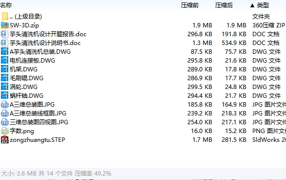 芋头清洗机的设计含SW三维及6张CAD图