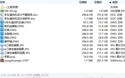 芋头清洗机的设计含SW三维及6张CAD图缩略图