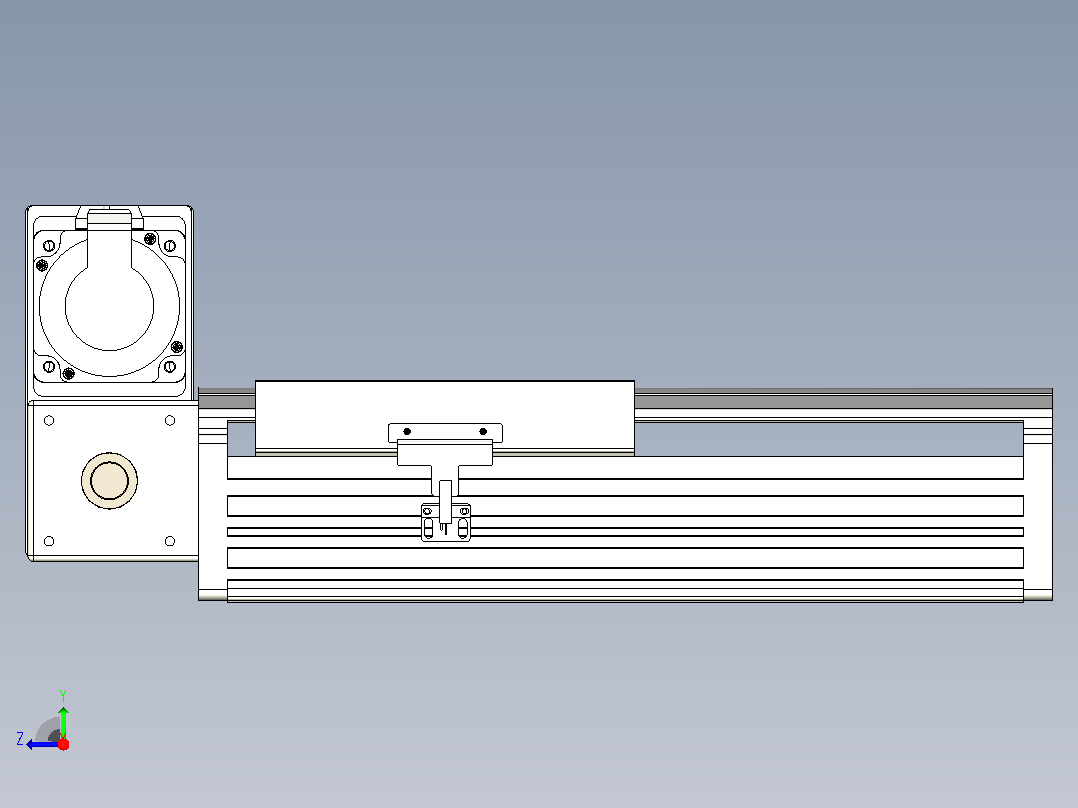 皮带直线轴半封闭可选导轨TPA-HNB-202D-140-L100-LU-Y-P75-N3右视图