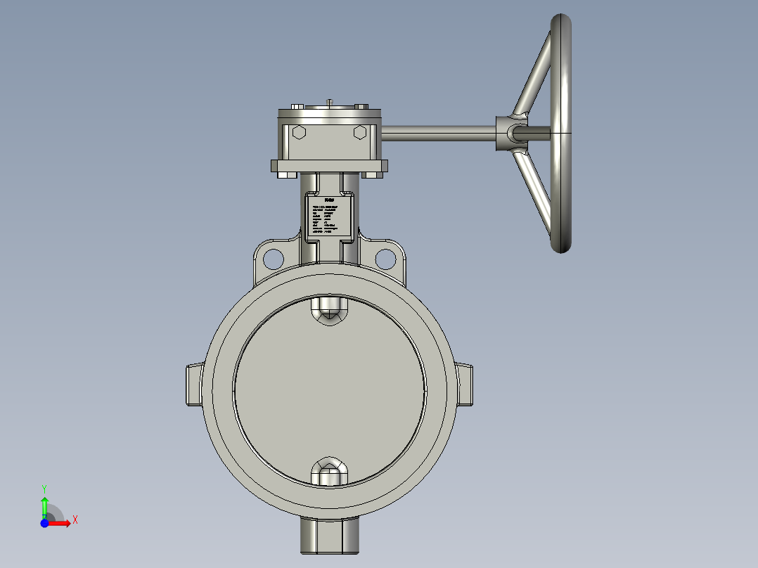 蝶阀 机械设备 solidwrok 设计素材3D模型前视图