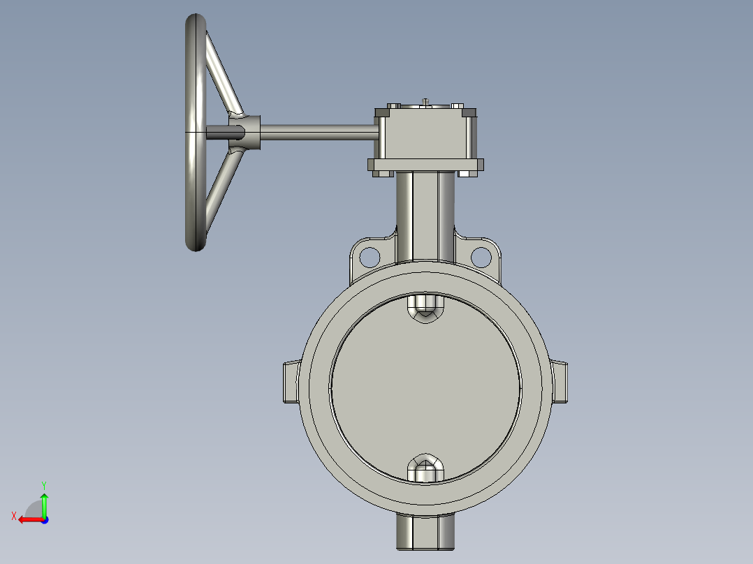 蝶阀 机械设备 solidwrok 设计素材3D模型后视图