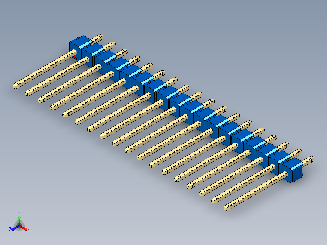 彩色公头100mil（2.54mm）系列-DS1021_blue_1x18p_100mil_Type5_rev1.0主视图