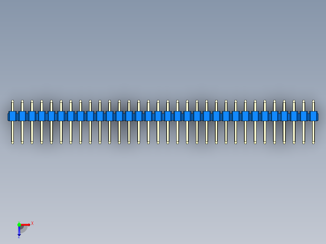 彩色公头100mil（2.54mm）系列-DS1021_blue_2x32p_100mil_Type1_rev1.0俯视图
