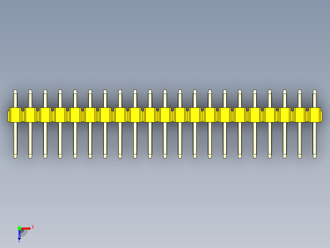 彩色公头100mil（2.54mm）系列-DS1021_yellow_2x21p_100mil_Type1_rev1.0俯视图