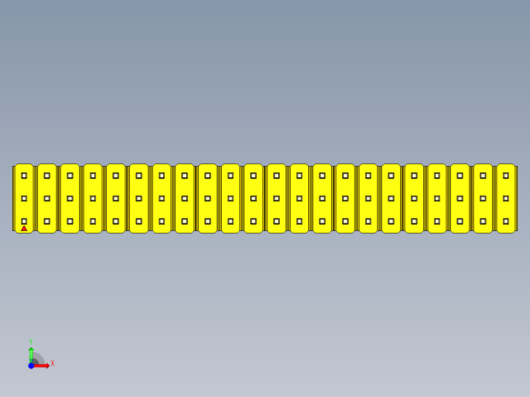 彩色公头100mil（2.54mm）系列-DS1021_yellow_3x22p_100mil_Type1_rev1.0前视图