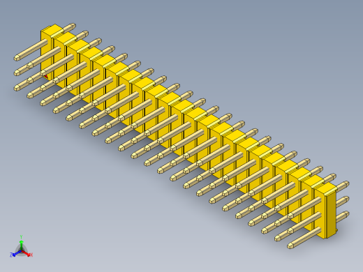 彩色公头100mil（2.54mm）系列-DS1021_yellow_3x22p_100mil_Type1_rev1.0正等轴测缩略图