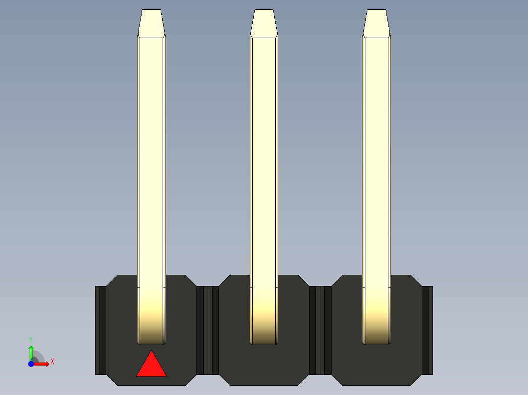 彩色公排针 100mil 2.54mm 系列-DS1022_black_03p_100mil_TypeU_rev1.0前视图